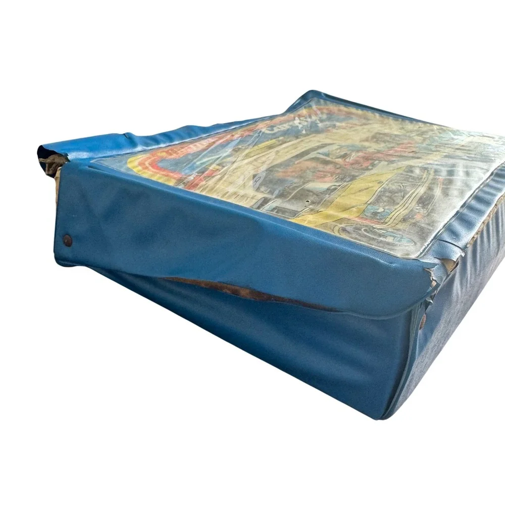 Vintage 1978 Matchbox Carry Case Lesney Blue Vinyl 48 Car Storage with 25 Cars